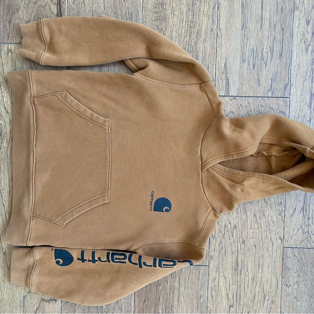 Carhartt Brown Kids Hoodie with Black Logo
